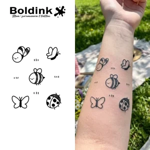 Custom Realistic Kawaii Insect Body Art Waterproof Long Lasting 2 Weeks Jagua Juice Ink Tattoo Sticker