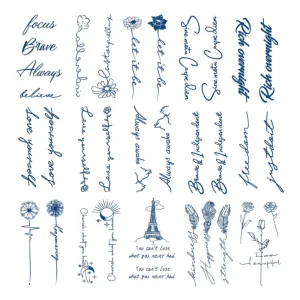 Custom Realistic Long-lasting Waterproof English Alphabet Temporary Tattoo Sticker, Semi-Permanent Genipin Herbal Adhesive