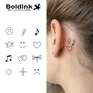 Custom Realistic Micro Emoticon Body Art Waterproof Long Lasting 2 Weeks Jagua Juice Ink Tattoo Stickers
