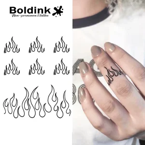 Custom Realistic Minimalist Flame Line Art Body Art Waterproof Long Lasting 2 Weeks Jagua Juice Ink Tattoo