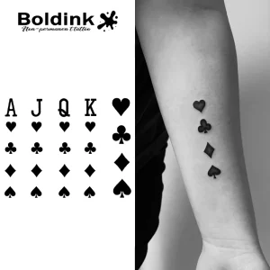 Custom Realistic Poker Spades Hearts Clubs Diamonds Arm Body Art Waterproof Long Lasting 2 Weeks Jagua Juice Ink Tattoo