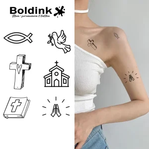 Custom Realistic Religious Totem Body Art Waterproof Long Lasting 2 Weeks Jagua Juice Ink Tattoo Sticker