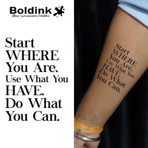 Custom Realistic Start Where You Are Inspirational Quote Body Art Waterproof Long Lasting 2 Weeks Jagua Juice Tattoo