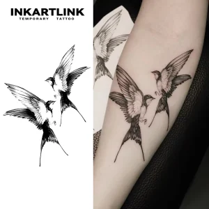 Custom Realistic Swallow Herbal Tattoo Sticker Waterproof Long Lasting 15 Days Semi-permanent Body Art for Arm Leg Women Men