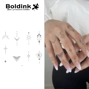 Custom Realistic Tiny Dotwork Body Finger Art Waterproof Long Lasting 2 Weeks Jagua Juice Ink Tattoo Sticker