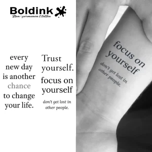 Custom Realistic Trust Yourself Every New Day Quote Body Art Waterproof Long Lasting 2 Weeks Jagua Juice Ink Tattoo