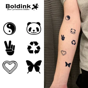Custom Realistic Yin Yang Panda Peace Hand Body Art Waterproof Long Lasting 2 Weeks Jagua Juice Ink Tattoo