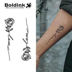 Custom Rose Love Script Arm Body Art Waterproof Long Lasting 2 Weeks Jagua Juice Ink Semi Permanent Tattoo
