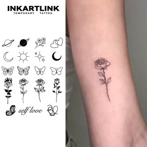 Custom Rose Planet Self Love Herbal Tattoo Sticker Waterproof Long Lasting 15 Days Semi permanent Body Art for Arm Women Men