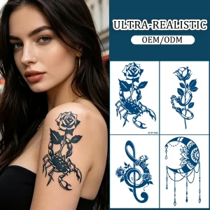 Custom Scorpion Rose Music Note Moon Dreamcatcher Fruit Ink Juice Body Decor Non toxic Semi Permanent Waterless Tattoo Stickers