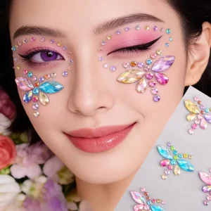 Custom Self-Adhesive 3D Acrylic Bling Decorative Diamond Rhinestone Waterproof Temporary Face Body Gems Stickers White Sexy