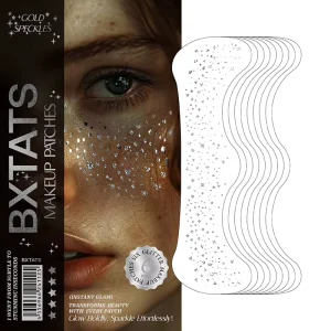 Custom Silver Glitter Freckle Face Tattoo Temporary Tattoos with Sparkling Gold Glitter in Customizable Envelope Packaging