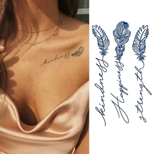 Custom Small Size Dark Blue Non toxin Plant-Based Waterproof Temporary Lasting 2 Week Rose Language Juice Ink Semi Tattoo