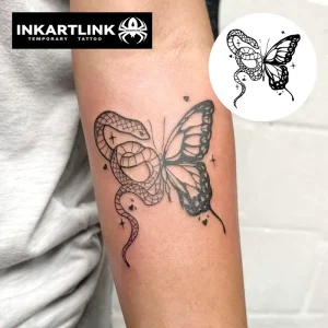 Custom Snake Butterfly Herbal Tattoo Sticker Waterproof Long Lasting 15 Days Semi permanent Body Art for Arm Leg Women Men