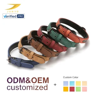 Custom Soft Double Layer Suede Genuine Dog Collar Vintage Matte Design Black Metal Buckle D Ring Adjustable Comfort Pet Collar