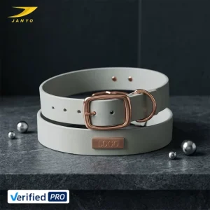 Custom Soft Light Waterproof Dog Collar Engraved Brand Plate Rose Gold Pin Buckle D Ring Durable Pet Collar for Medium Large Dog
