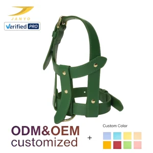 Custom Soft Solid PU Leather Dog Harness Luxury Gold Metal Hardware Adjustable Vegan Leather Pet Chest Harness