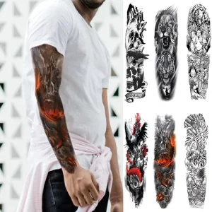 Custom Super Size Waterproof Eco Friendly Non Toxic Temporary Full Arm Tattoo Sticker Smart Sticker