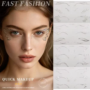 Custom Supply Eye Makeup Laser Silver Sticker Waterproof Adhesive OEM Luxury Sexy Face Eyeliner Temporary Tattoo Sticker