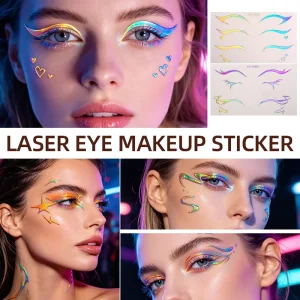 Custom Supply Eye Makeup Laser Silver Waterproof Adhesive Eco-Friendly Eyeliner Tattoo Sticker Temporary Luxury Sexy Face