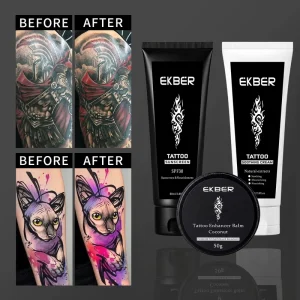 Custom Tattoo Aftercare Kit Herb Infused Set for New and Existing Tattoos Hydrating Cream Color Lock Balm and Sun Protection