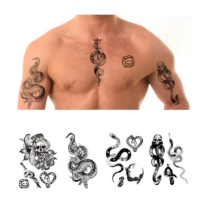 Custom Tattoo Design Snake Tribal Black Mamba Flower Temporary Waterproof Back Women Men 3D Sticker 150x210mm