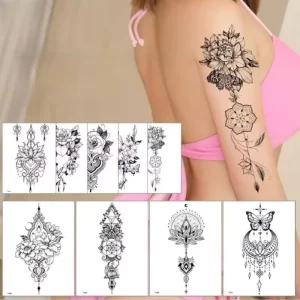 Custom Tattoo Stickers Water Transfer Temporary Waterproof for Women Flowers Sexy Collarbone Tattoo Stickers
