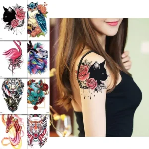Custom Temporary Flower Arm Chest Adults Sexy Tattoo Stickers for Men Women Waterproof Lion Animal Anime Tattoo Sticker