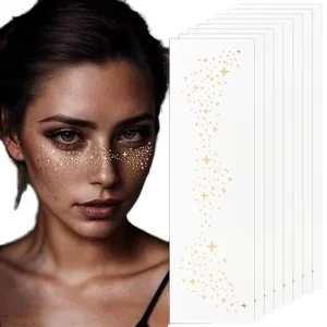 Custom Temporary Gold Freckles New Design Printed Paper Tattoo Sticker Waterproof Sweat Resistant 1 Week Durability Face Holiday