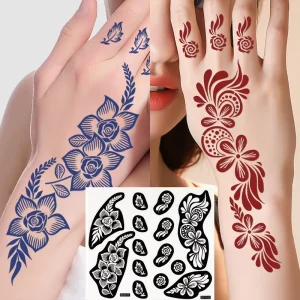 Custom Temporary Henna Tattoo Stencil for Flower Drawing Making Henna Tatoo Stencil Fullhand Henna Stencils Sticker No Toxic