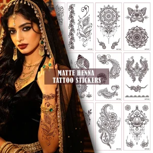 Custom Temporary Tattoos Factory Direct Henna Stickers Matte Finish Waterproof Bulk Body Art