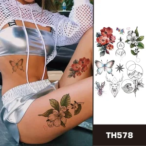 Custom Thigh Tattoo Stickers Sexy Color Temporary Tattoo Stickers Girl Body Tattoos Picture
