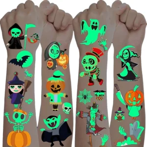 Custom Vinyl Temporary Tattoo Sticker Glow in the Dark for Festive Halloween Christmas St. Patrick’s Day Parties
