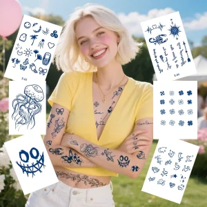 Custom Waterproof 100% Safe Non toxic Long Lasting 15 Days Realistic Juice Tattoo Sticker Semi Permanent Tattoo