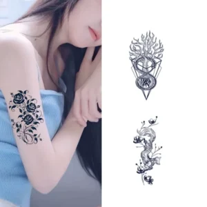 Custom Waterproof 3D Body Flower Tattoo Sticker Long Lasting Semi-Permanent for Women and Men Plant-Based Ink