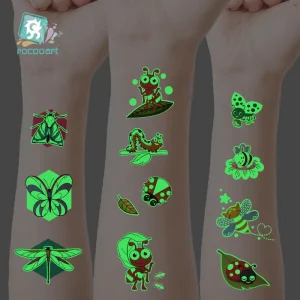 Custom Waterproof Glowing in the Dark Children’s Removable Temporary Tattoo Kids Insect Style Luminous Bee Tattoo Stickers