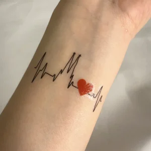 Custom Waterproof Heart Beat Temporary Tattoo Stickers for Leg Small Tattoos Sticker Sheet