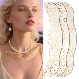 Custom Waterproof Long Lasting Star Snowflake Butterfly Design Gold Foil Stamping Clavicle Body Party Temporary Tattoo Stickers