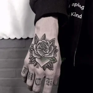 Custom Waterproof Paper Temporary Tattoo Sticker Rose Flower Hand Back Body Art Flash Tattoo for Women Men