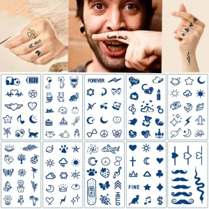 Custom Waterproof Temporary Tattoo Stickers Cute Heart Letters Herbal Juice Eco Friendly Gardenia Blue Butterfly Design Lasting