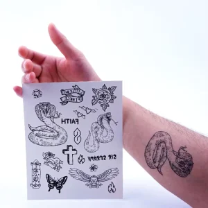 Custom Waterproof Temporary Tattoo Stickers for Kids and Adults Black Fake Body Tattoo