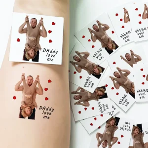 Custom Waterproof Temporary Tattoos for Kids Non Toxic Removable Stickers Portrait Party Birthday Pet Person Photo Anniversary