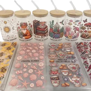 Custom Waterproof UV DTF Transfer Stickers Durable Clear Transfer Decals For Bottle Cup And Product Decoration