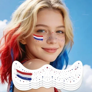 Custom White Country Flag Face Freckles Tattoos Temporary Paper Waterproof for Sports Fans Game Day National Events