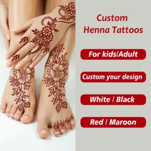 Custom White Henna Tattoo Sticker Safe for Women Kids Temporary Body Art Lace Red Brown Black Sexy Fashionable Mandela