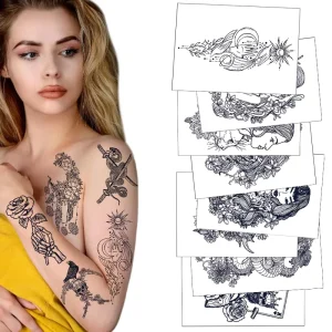 Custom Woman Man Arm Fake Temporary Tattoo Waterproof Herbal Juice Fruit Based 2 Weeks Long Lasting Semi Permanent Tattoo