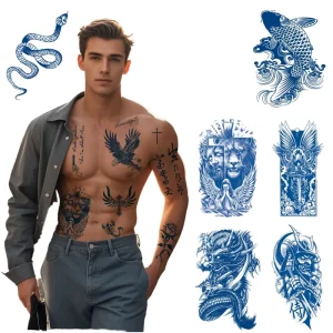 Custom Women’s 15 Days Semi-Permanent Floral Butterfly Design Temporary Tattoo Sticker Waterproof Paper Material for Face White