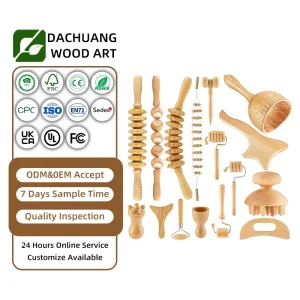Custom Wood Therapy Tool Face Roller Massager Kit Lymphatic Drainage Body Sculpting Device Wood Set