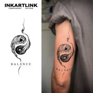 Custom Yin Yang Balance Body Art Waterproof Long Lasting 2 Weeks Semi Permanent Tattoo Sticker Jagua Ink