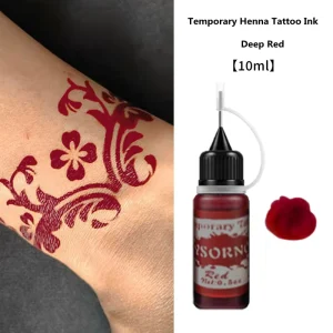 Customizable 10ml Dark Red Black Herbal Henna Ink Paste Stickers for Temporary Indian Mehandi Tattoos Body Art Tattoo Stencils